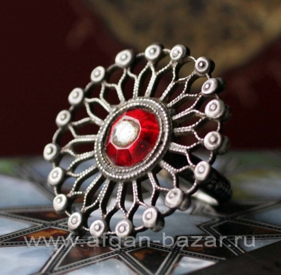 Старое афганское кольцо с солярной символикой "Ангуштар" (Angushtar)