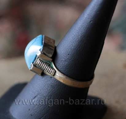 Афганский винтажный перстень с бирюзовой мастикой