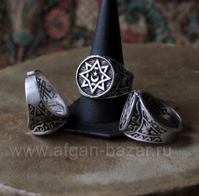 Турецкий перстень с геометрическим орнаментом, изображением восьмиконечной звезд