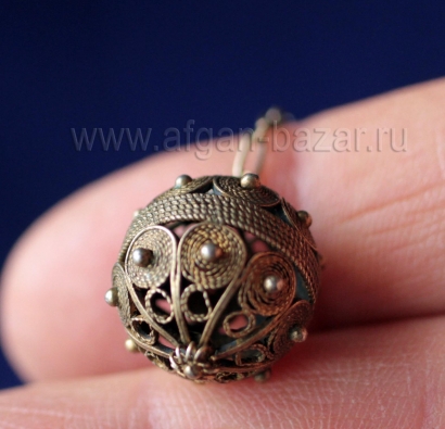 Старинная балканская пуговица-бусина с филигранью Балканы (территория Османской империи), 19-20 вв. Старинная балканская пуговица-бусина с филигранью Балканы (территория Османской