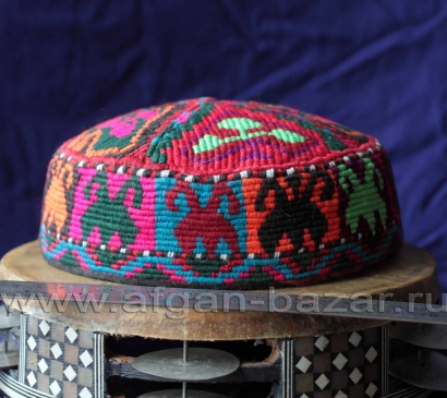 Традиционная афганская хазарейская тюбетейка "Кулох".  Афганистан, народность Ха
