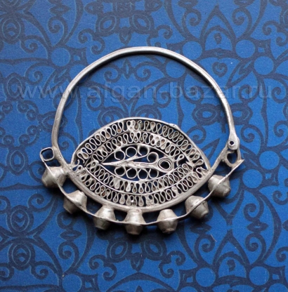 Старинная серьга - височные подвески Иран, Афганистан или Восточный Туркестан, 19-20 вв. Старинная серьга - височные подвески Иран, Афганистан или Восточный Туркестан,