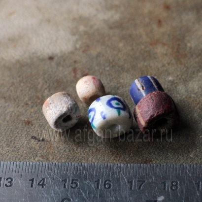 Винтажные африканские стеклянные бусины Кробо - African Ghana Krobo Beads. Лот и
