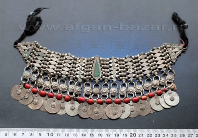 Афганская нашейная повязка-чокер - племенные украшения Кучи (Tribal Kuchi Jewelr