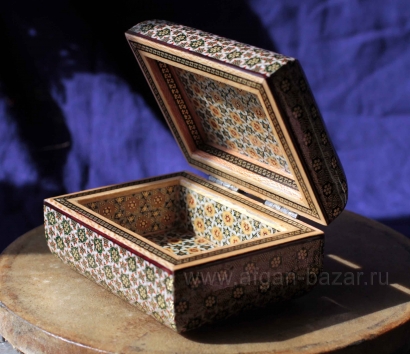 Деревянная шкатулка с инкрустацией "Хатам" - высокое качество, инкрустирована та
