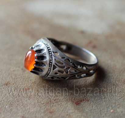 Иранский мужской перстень с йеменским сердоликом Aqeek Yamani