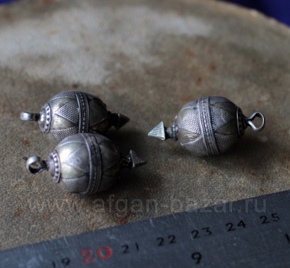 Винтажная серебряная казахская подвеска-бусина Топчу. Казахстан или Северный Афг