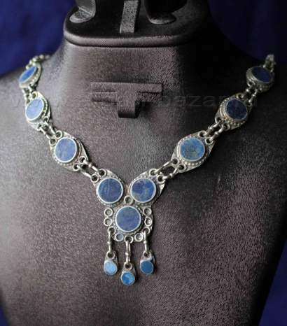 Винтажное афганское колье ручной работы с лазуритом. Афганистан, 20 в.