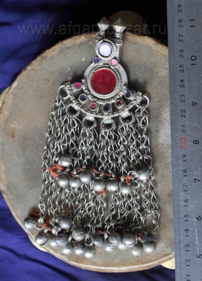 Подвеска-амулет из старой монеты с бубенчиками. Деталь костюма или пояса