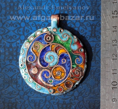 Александр Емельянов. кулон "Спирали"  Медь, горячая перегородчатая эмаль