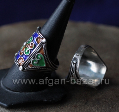 Марокканский перстень с горячей эмалью Марокко, Тизнит, современная работа