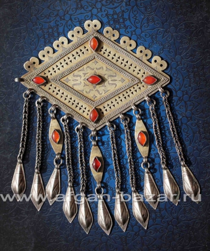 Туркменская подвеска-пектораль, "Чанга" или "Чапраз",  украшение костюма, одна и