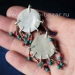 Пара серебряных подвесок в казахском стиле с сердоликом