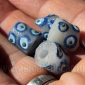 Африканские стеклянные бусины Кробо - African Ghana Krobo Beads. Лот из четырех 