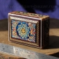 Деревянная шкатулка с инкрустацией "Хатам" с миниатюрной росписью