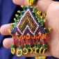 Колье из бисера с треугольной подвеской-кулоном (Kuchi Tribal Beadwork). Афганис