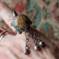 Кольцо с перегородчатой эмалью, фигурой черепахи и звенящими бубенчиками.  Автор