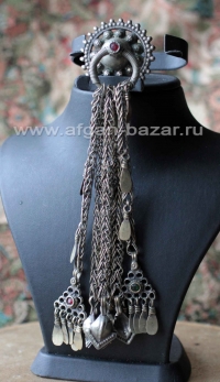 Афганская этническая подвеска - височное украшение на головной убор (без пары)