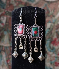 Серьги с горячей эмалью, сделанные из деталей старых афганских украшений