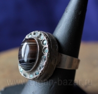 Винтажный афганский перстень с агатом (ониксом). Афганистан, 20 в.