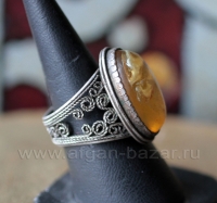 Винтажный  перстень с янтарем. СССР или Россия, конец 20 века