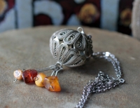 Винтажная филигранная подвеска  с янтарем. СССР, конец 20 века