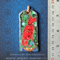 Александр Емельянов. кулон "Бастет". Медь, горячая перегородчатая эмаль