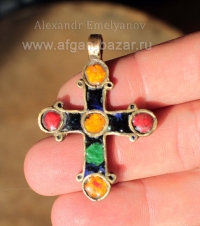 Кулон-крест в византийском стиле по мотивам средневековых украшений с горячей эм
