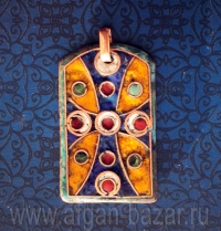 Александр Емельянов. кулон "Крест". (христианская символика). Медь, горячая пере