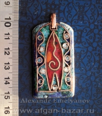 Александр Емельянов. кулон "Шакти". Медь, горячая перегородчатая эмаль