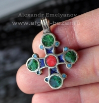 Кулон-крест в византийском стиле по мотивам средневековых украшений с горячей эм