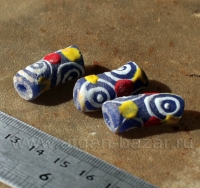 Африканские стеклянные бусины Кробо - African Ghana Krobo Beads. Лот из трех бус