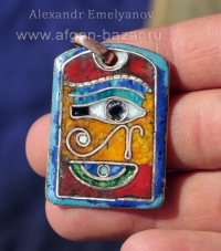 Кулон-амулет в древнеегипетском стиле "Око Уджат". Медь, горячая перегородчатая 