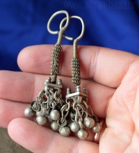 Старые кашмирские племенные серьги - височные подвески. Пакистан (Гилгит-Балтист