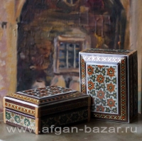 Деревянная шкатулка в с инкрустацией "Хатам". Иран, Исфахан, современная работа
