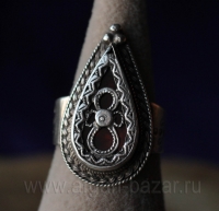 Серебряный казахский перстень "Кус мурын" (птичий клюв). Казахстан или Афганиста