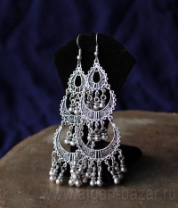 Турецкие серьги в восточном стиле - Vintage Oriental Ottoman Style Silver plated Turkish Tribal Boho Earrings Турецкие серьги в восточном стиле