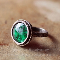 Перстень в бедуинском стиле с винтажной стеклянной бусиной. Выполнен по мотивам 