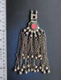 Подвеска-амулет из старой монеты с бубенчиками. Деталь костюма или пояса