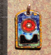 Кулон "Солнце на горизонте", горячая перегородчатая эмаль на меди, авторская раб