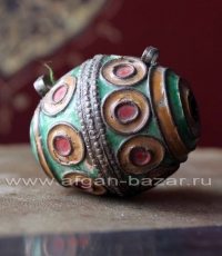 Традиционная марокканская бусина "Тагамут" (Tagamouth) с горячей эмалью Традиционная марокканская бусина "Тагамут" (Tagamouth) с горячей эмалью
