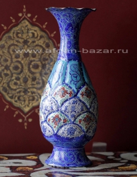 Ваза в технике традиционной иранской горячей расписной эмали "Мина" или "Минакар