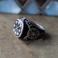 Винтажный турецкий перстень с эмалью. Турция, 20 в. Серебро, литье, горячая выем