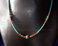 Полихромное колье в стиле Бохо с бусинами под бирюзу