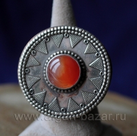 Афганский перстень в казахском стиле с сердоликом