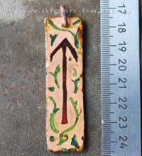 Александр Емельянов. кулон ""Руна Tiwaz". Медь, выемчатая эмаль