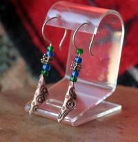 Серьги в индийском стиле со старыми йеменскими бусинами из филиграни. Автор - Ем