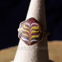 Перстень в средневековом сельджукском стиле со вставкой из стекла ручной работы 