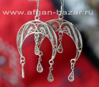 Филигранные серьги в виде амулета "Хеляль (полумесяц)