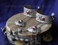 Пара туркменских свадебных браслетов с кольцами "Кёкенли йузук". Северный Афгани